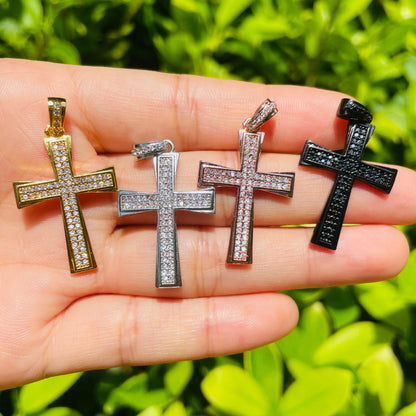 10pcs/lot 36*21mm CZ Paved Cross Charms Mix Colors CZ Paved Charms Crosses Charms Beads Beyond