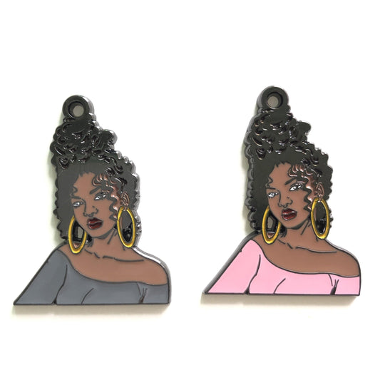 10pcs/lot Afro Black Girl Charms Mix Colors Enamel Afro Charms On Sale Charms Beads Beyond