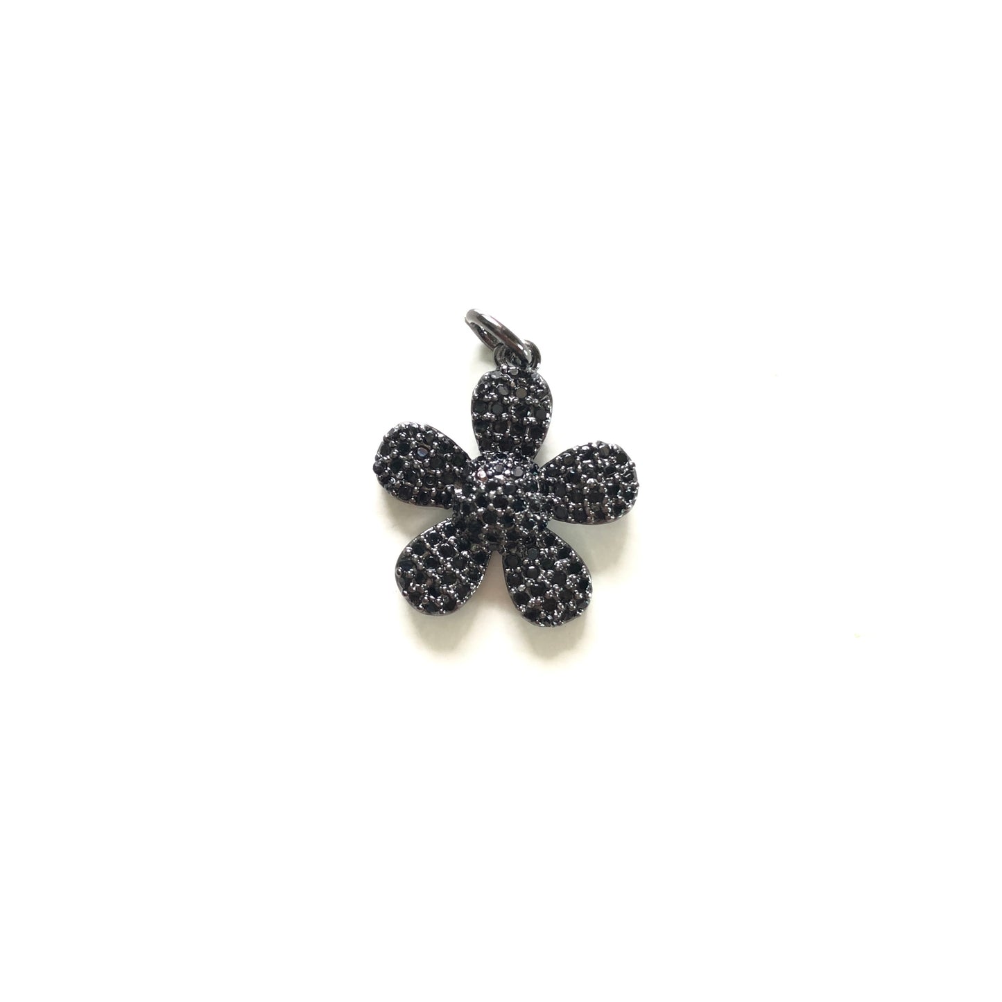 10pcs/lot 18*15.8mm CZ Paved Flower Charms Black on Black CZ Paved Charms Flowers On Sale Charms Beads Beyond