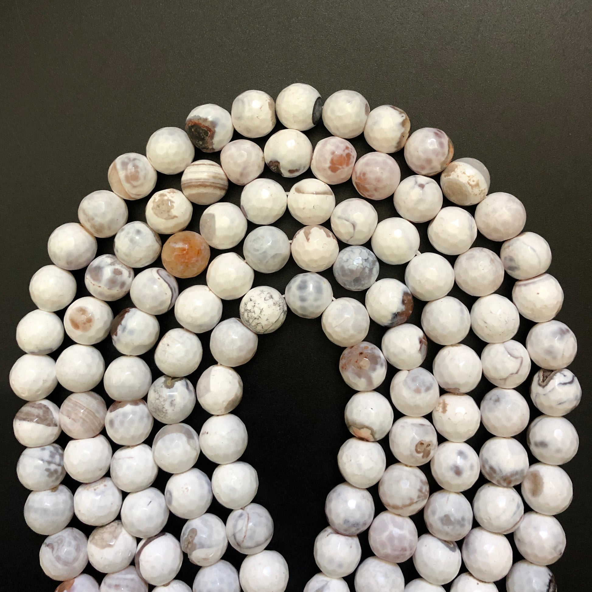 2 Strands/lot 12mm White Faceted Fire Agate Stone Beads Stone Beads 12mm Stone Beads Faceted Agate Beads New Beads Arrivals Charms Beads Beyond