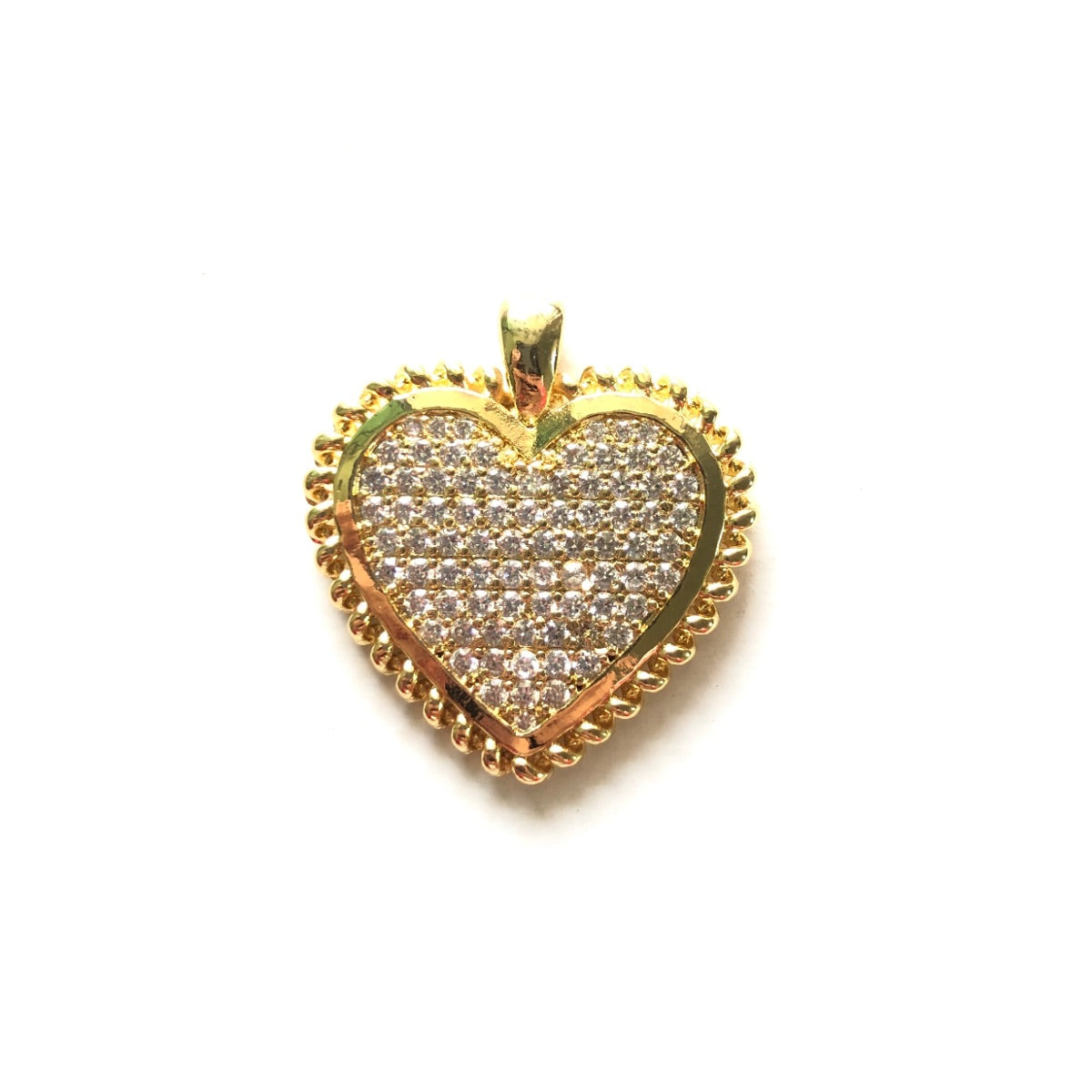 10pcs/lot 26.5*25mm CZ Paved Heart Charm Pendants Gold CZ Paved Charms Hearts Charms Beads Beyond