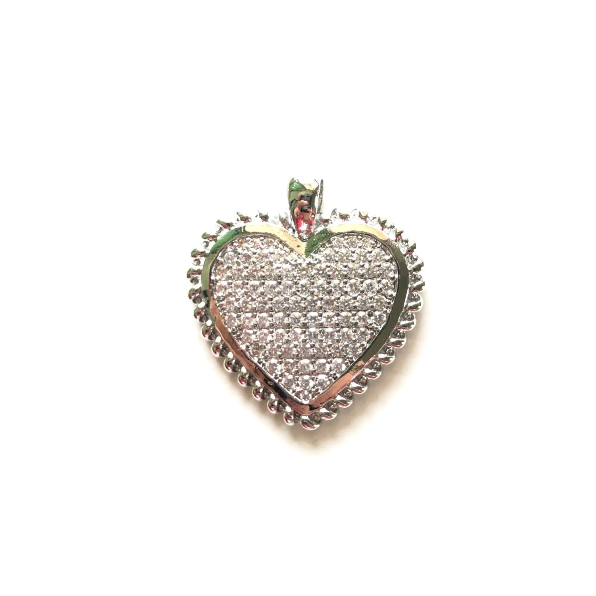 10pcs/lot 26.5*25mm CZ Paved Heart Charm Pendants Silver CZ Paved Charms Hearts Charms Beads Beyond