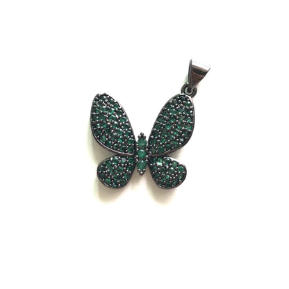 5pcs/lot 20*20mm Multicolor CZ Paved Butterfly Charms Green on Black CZ Paved Charms Butterflies Colorful Zirconia Charms Beads Beyond