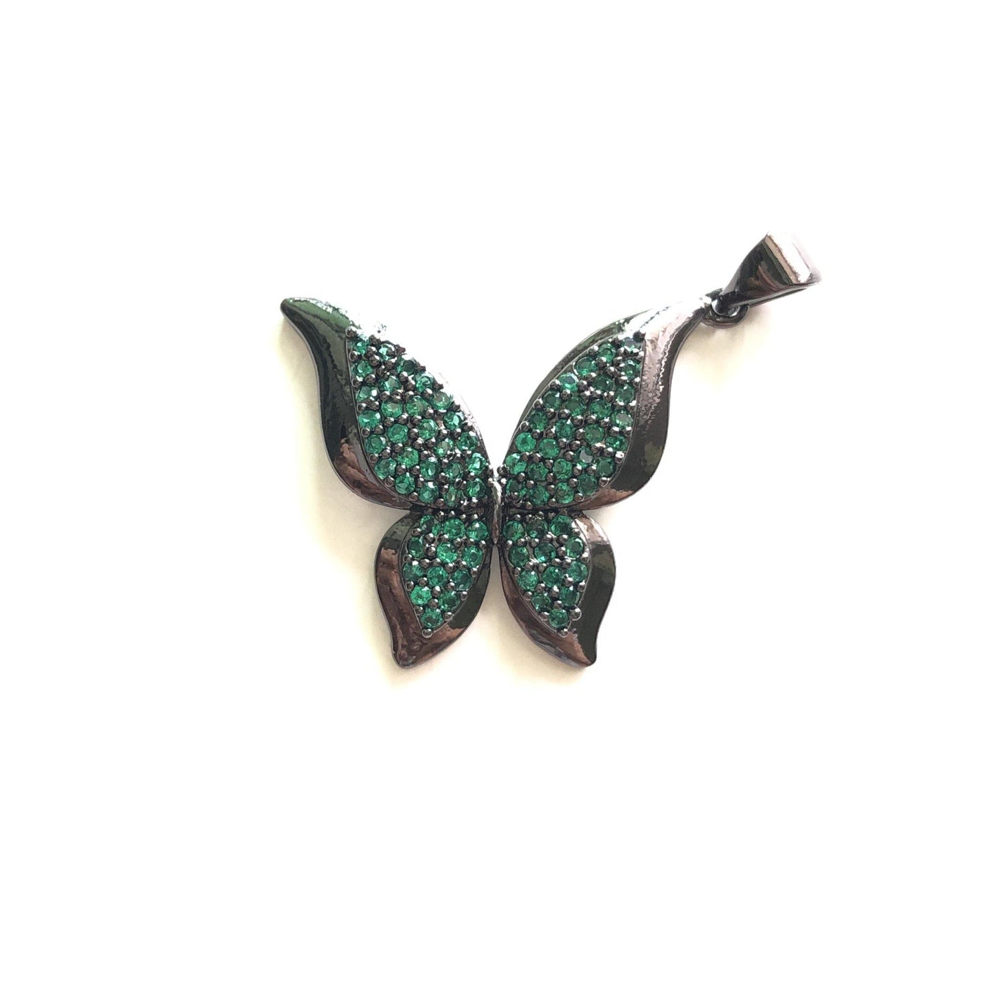 5pcs/lot 27*23mm Multicolor CZ Paved Butterfly Charms Green on Black CZ Paved Charms Butterflies Colorful Zirconia Charms Beads Beyond