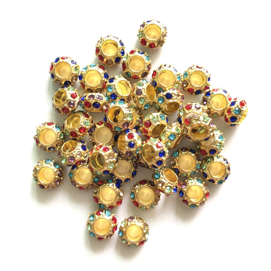50pcs/lot 8mm Multicolor Rhinestone Paved Alloy Wheel Spacers-Gold Alloy Spacers & Wholesale Charms Beads Beyond