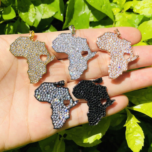 10pcs/lot 35*29mm CZ Paved Love Africa Charms Black History Month Juneteenth Awareness Mix Color CZ Paved Charms Juneteenth & Black History Month Awareness Maps Charms Beads Beyond
