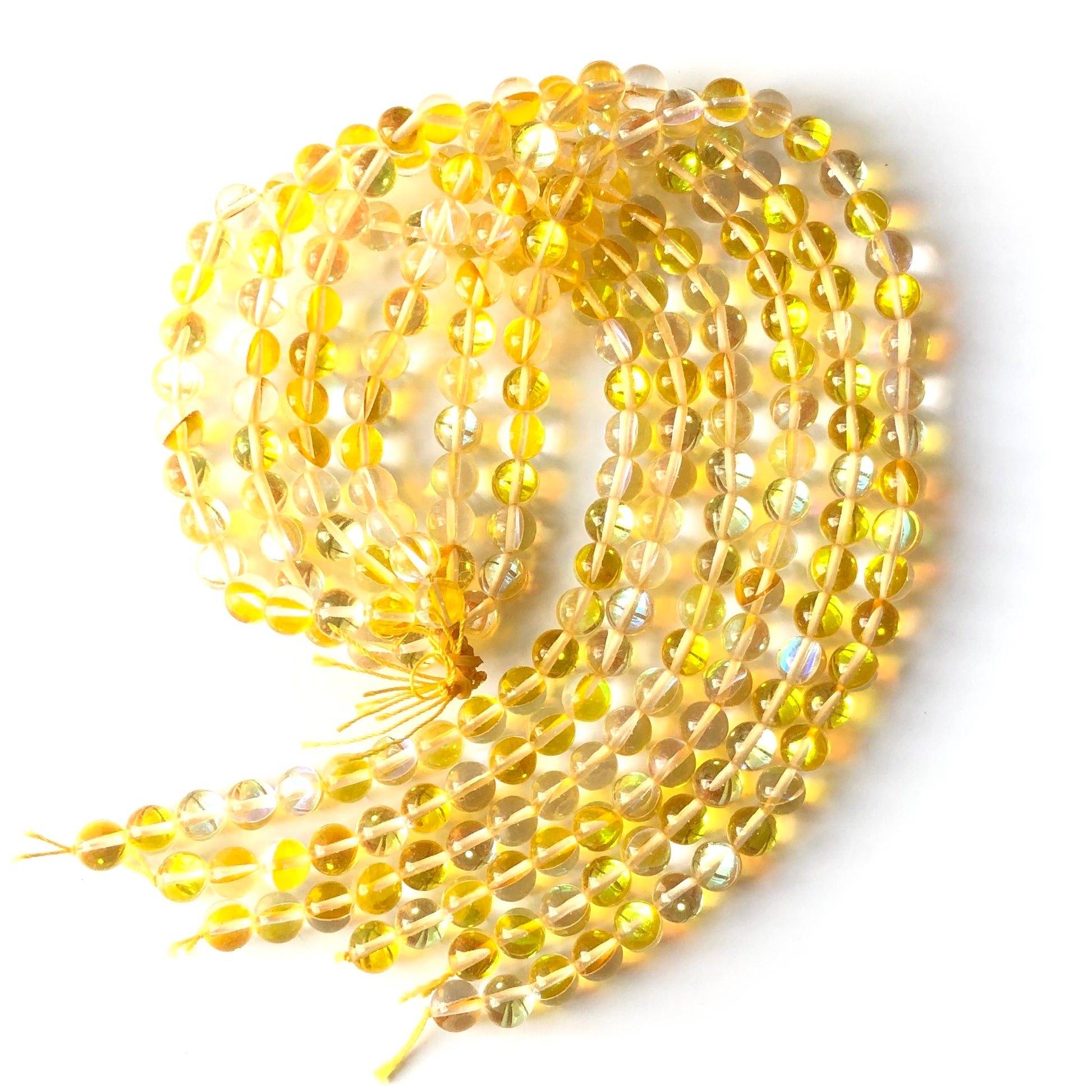 2 Strands/lot 10mm Yellow Moonstone Beads Glass Beads Round Glass Beads Charms Beads Beyond