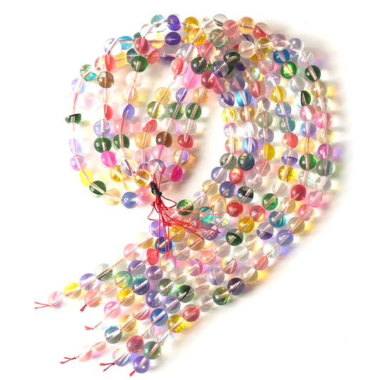 2 Strands/lot 10mm Multicolor Moonstone Beads Glass Beads Round Glass Beads Charms Beads Beyond
