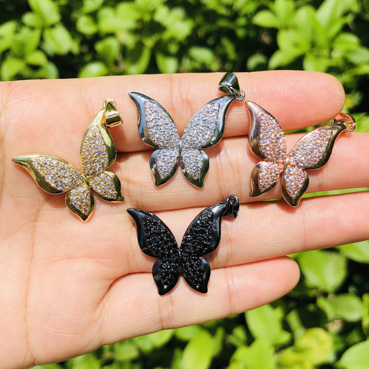 10pcs/lot 27*23mm CZ Paved Butterfly Charms Mix Color CZ Paved Charms Butterflies Charms Beads Beyond