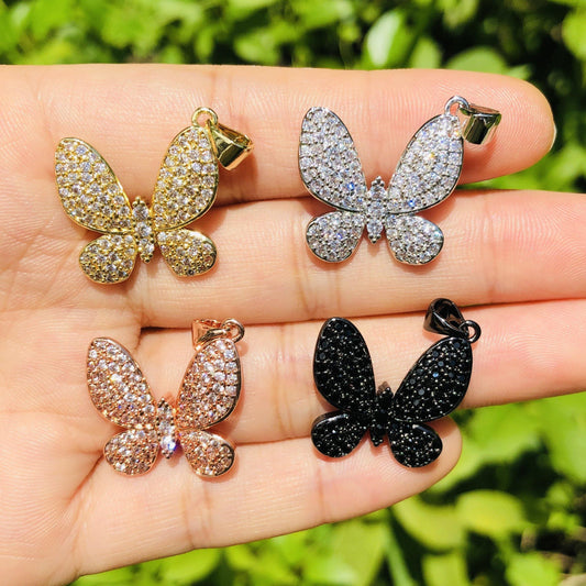 10pcs/lot 20*20mm CZ Paved Butterfly Charms Mix Color CZ Paved Charms Butterflies Charms Beads Beyond