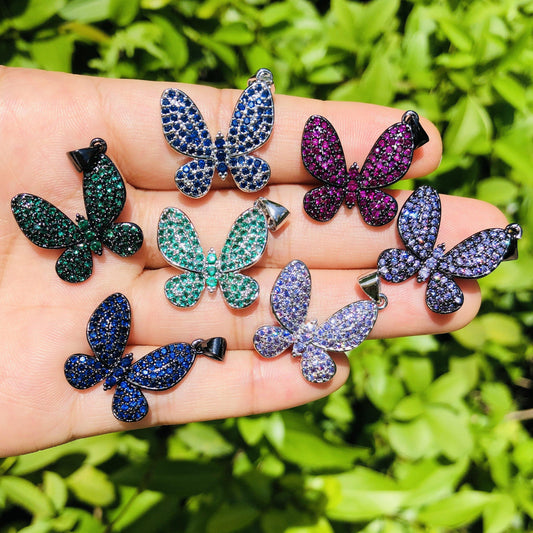 5pcs/lot 20*20mm Multicolor CZ Paved Butterfly Charms Mix Colors CZ Paved Charms Butterflies Colorful Zirconia Charms Beads Beyond