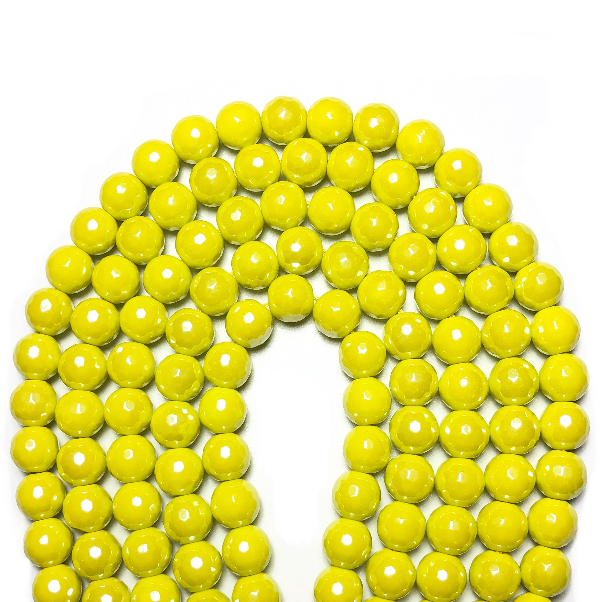 2 Strands/lot 10mm Yellow Electroplated Faceted Jade Stone Beads Electroplated Beads Electroplated Faceted Jade Beads Charms Beads Beyond