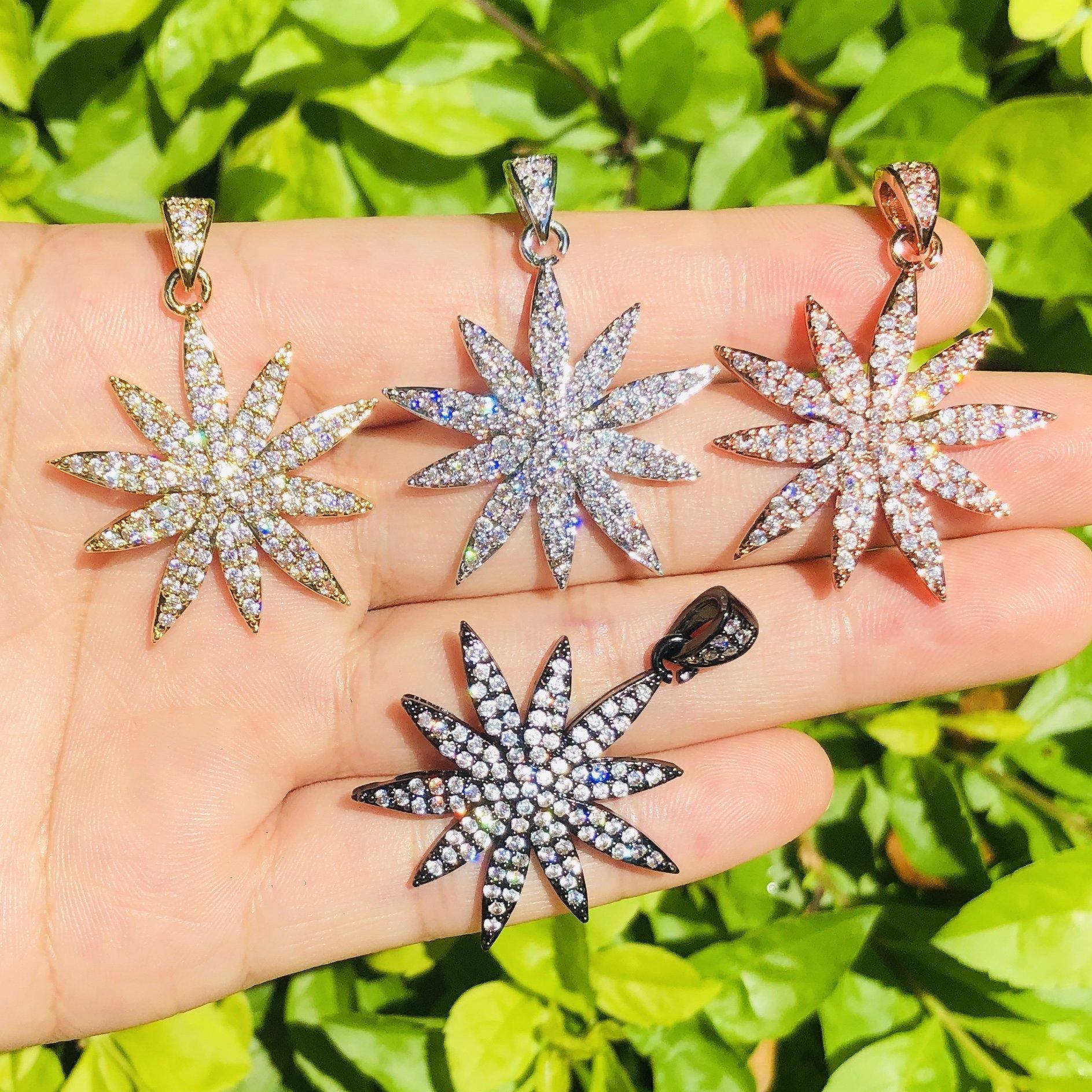 10pcs/lot 32*28mm CZ Paved Flower Charms Mix Color CZ Paved Charms Flowers Large Sizes Charms Beads Beyond