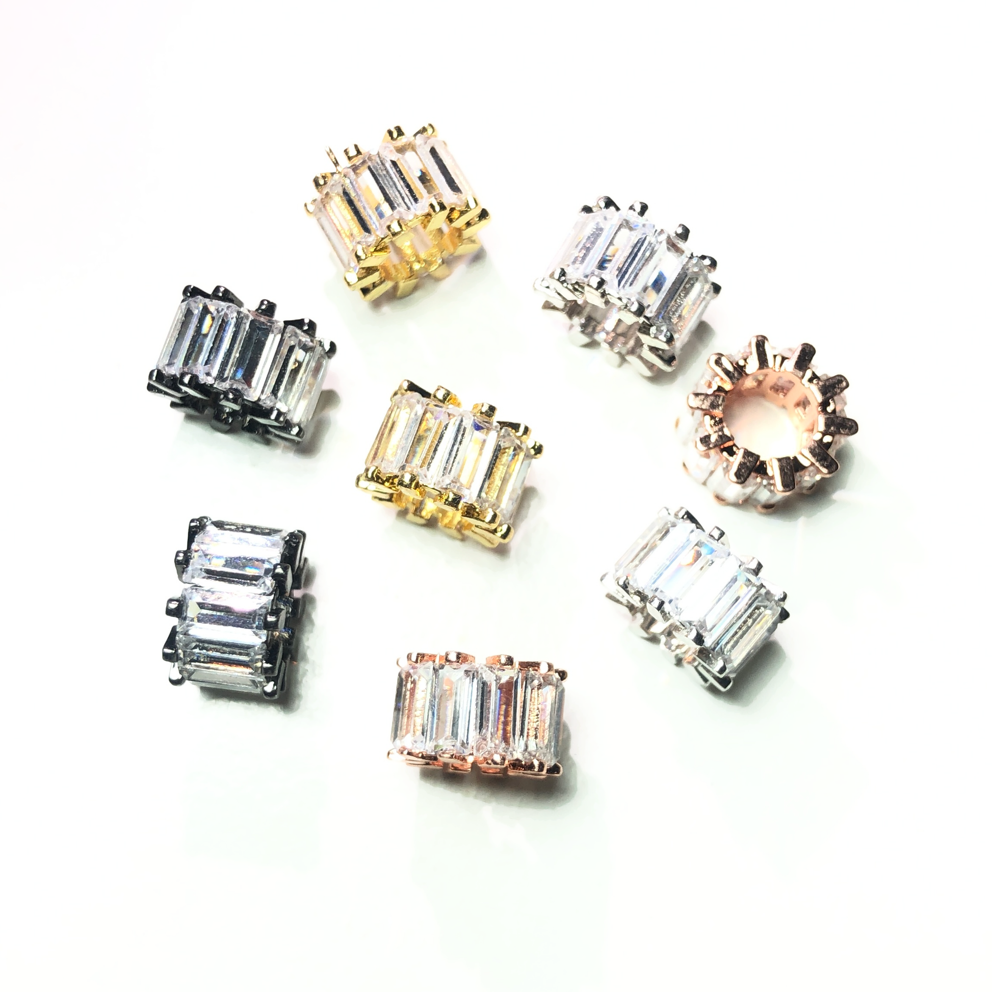 10pcs/lot 9.5*6.4mm Clear CZ Paved Big Hole Spacers Mix Colors CZ Paved Spacers Big Hole Beads New Spacers Arrivals Charms Beads Beyond