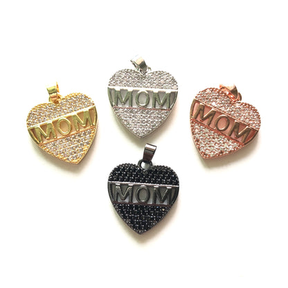10pcs/lot 18*17mm CZ Paved Mom Charms for Mother's Day CZ Paved Charms Hearts Mother's Day Charms Beads Beyond