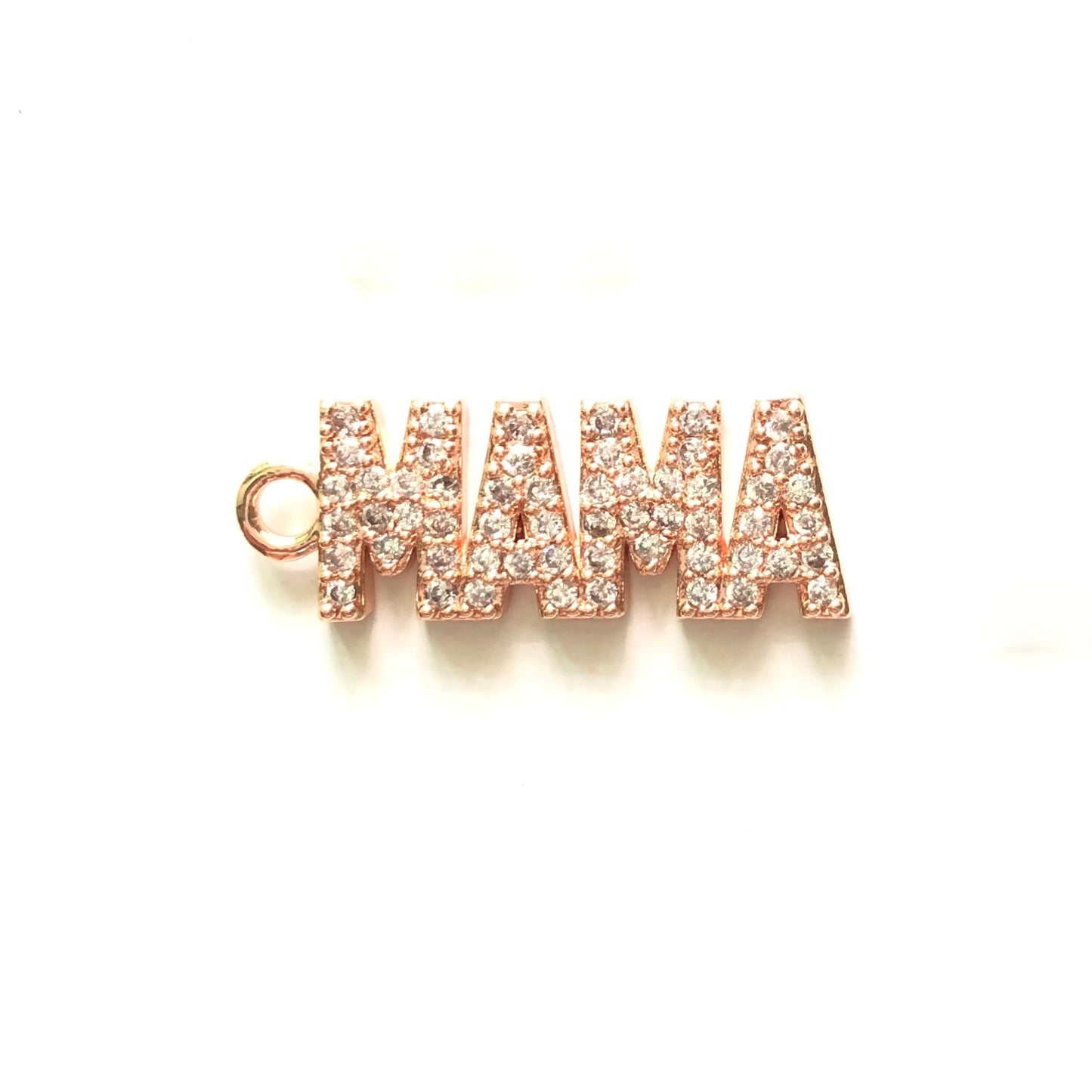 10pcs/lot 31*11mm CZ Paved Mama Charms for Mother's Day Rose Gold CZ Paved Charms Mother's Day Words & Quotes Charms Beads Beyond