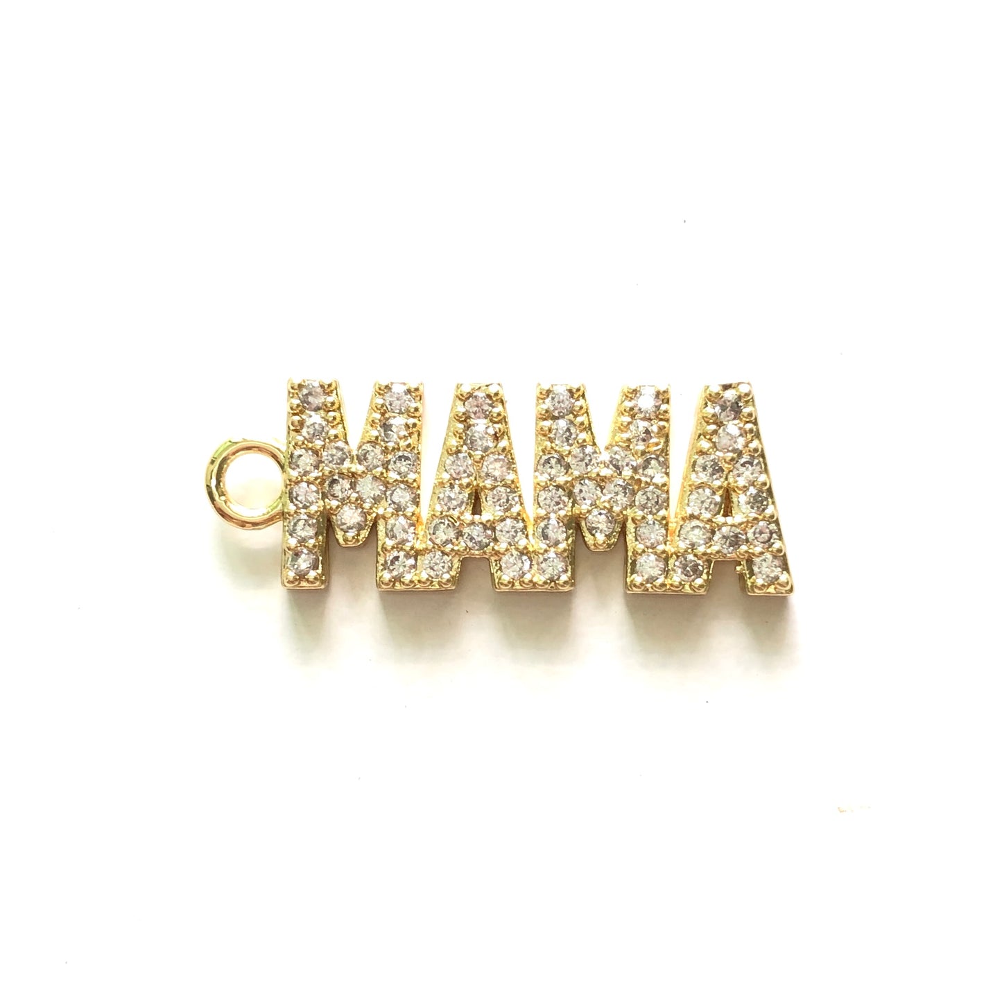 10pcs/lot 31*11mm CZ Paved Mama Charms for Mother's Day Gold CZ Paved Charms Mother's Day Words & Quotes Charms Beads Beyond