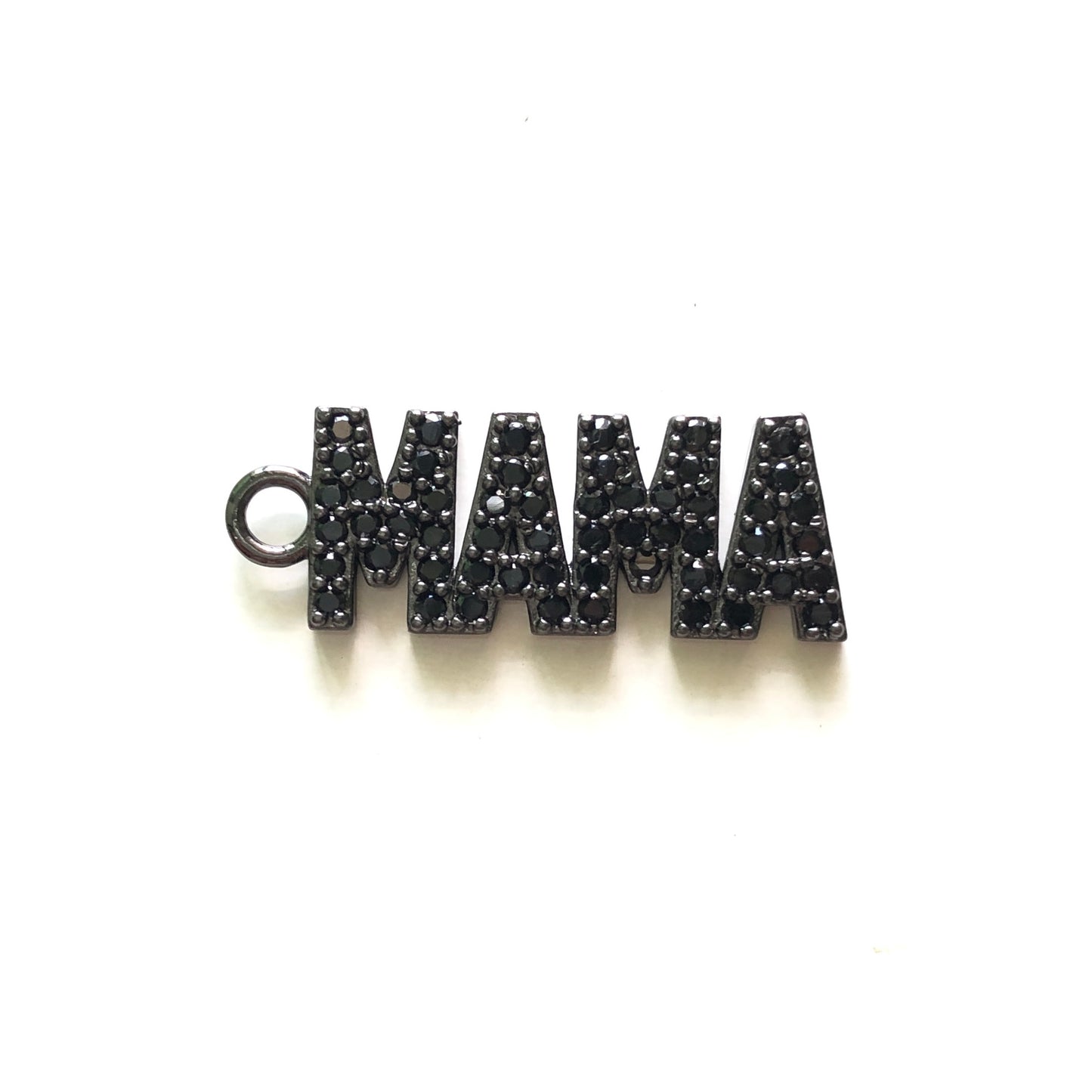10pcs/lot 31*11mm CZ Paved Mama Charms for Mother's Day Black on Black CZ Paved Charms Mother's Day Words & Quotes Charms Beads Beyond