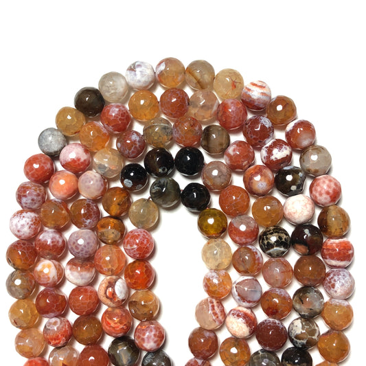 2 Strands/lot 10mm Orange White Black Agate Faceted Stone Beads Stone Beads Faceted Agate Beads Charms Beads Beyond