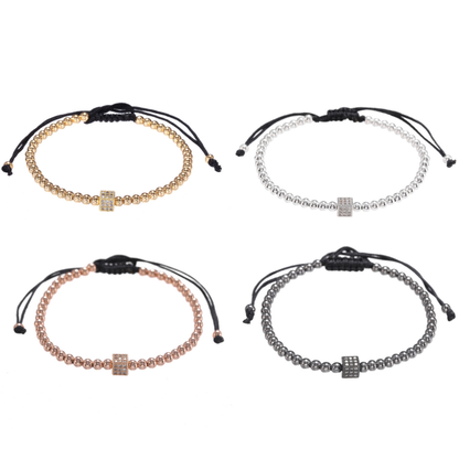 5pcs/lot CZ Paved Square Spacer Bracelets for Men Mix Colors Men Bracelets Charms Beads Beyond
