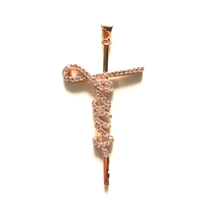 10pcs/lot 45*26.5mm CZ Paved Jesus Cross Charms Rose Gold CZ Paved Charms Christian Quotes Crosses Charms Beads Beyond