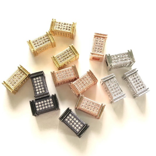 10-20-50pcs/lot 12*6.5mm Clear CZ Paved Cuboid Centerpiece Spacers Mix Colors CZ Paved Spacers Cuboid Spacers Charms Beads Beyond