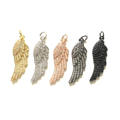 10pcs/lot 33*10mm CZ Paved Wing Charms Mix Color CZ Paved Charms On Sale Wings Charms Beads Beyond