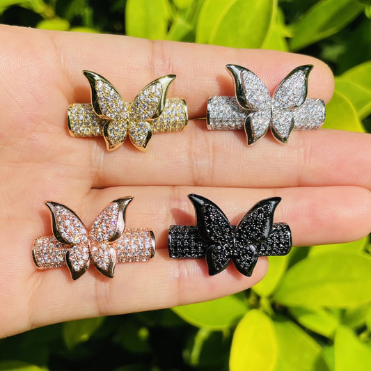 10pcs/lot 26*6mm CZ Paved Butterfly Tube Bar Spacers Mix Colors CZ Paved Spacers New Spacers Arrivals Tube Bar Centerpieces Charms Beads Beyond