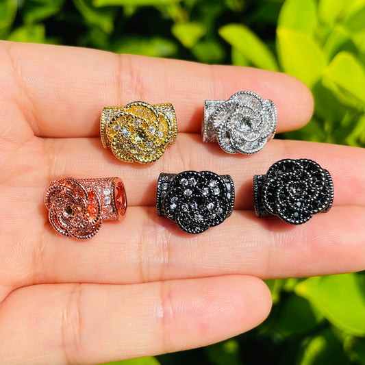 10pcs/lot 14*11mm CZ Paved Flower Tube Spacers Mix Colors CZ Paved Spacers Flower Spacers Tube Bar Centerpieces Charms Beads Beyond