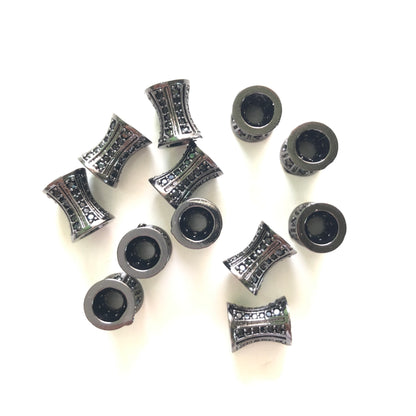 20pcs/lot 10*8mm CZ Paved Hourglass Spacers Black on Black CZ Paved Spacers Hourglass Beads Charms Beads Beyond
