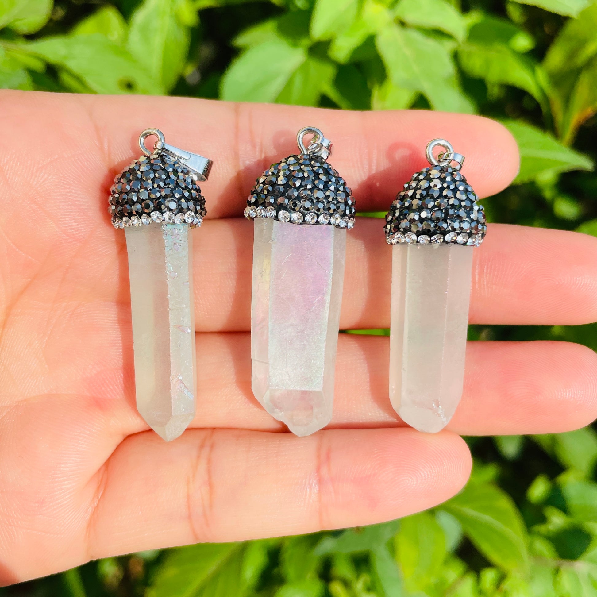 Natural Quartz Amethyst Pendants Gold Plated Turquoise Connectors-Premium Quality 5pcs Clear Quartz Pendant Stone Charms Charms Beads Beyond