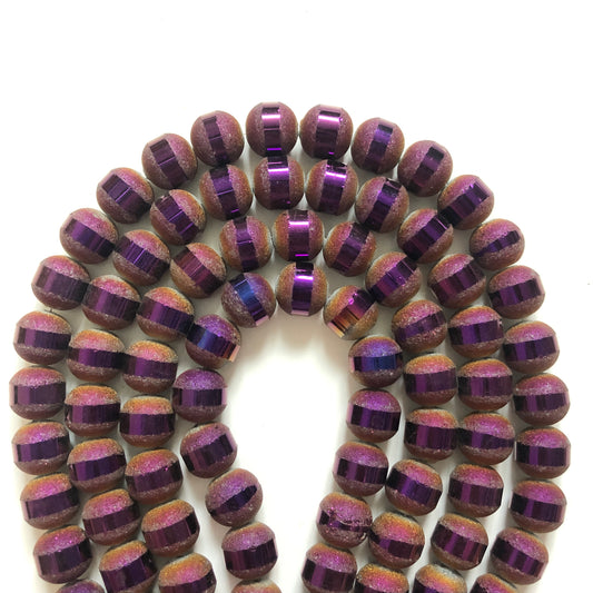 2 Strands/lot 10mm Electroplated Half Matte Round Glass Beads-Purple Glass Beads Round Glass Beads Charms Beads Beyond