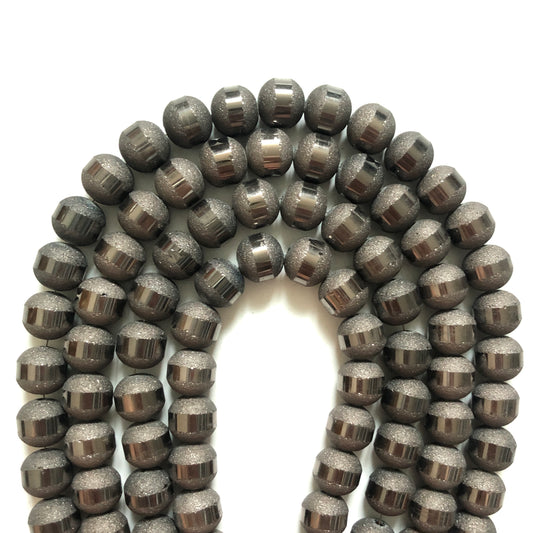 2 Strands/lot 10mm Electroplated Half Matte Round Glass Beads-Black Glass Beads Round Glass Beads Charms Beads Beyond