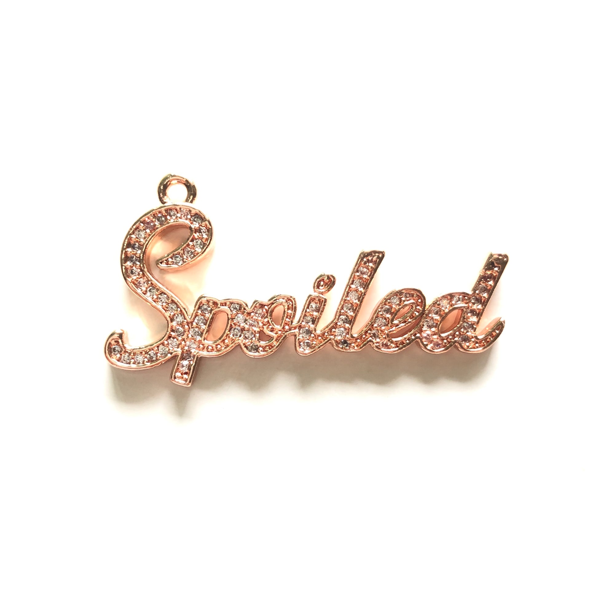 10pcs/lot 38*20.5mm CZ Paved Spoiled Charms Rose Gold CZ Paved Charms Words & Quotes Charms Beads Beyond