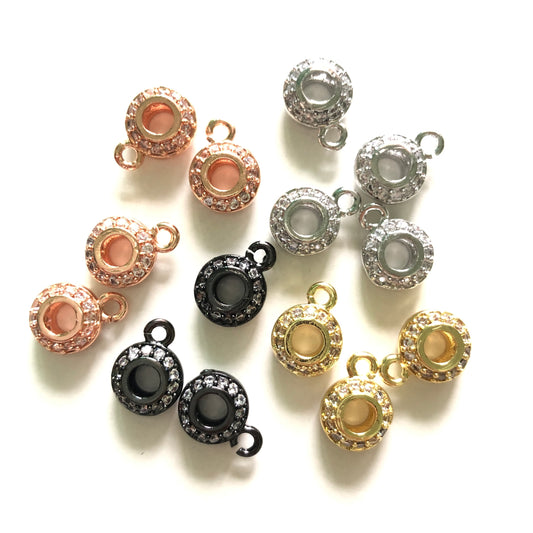 20pcs/lot 9*4mm CZ Paved Bail Spacers Mix Color CZ Paved Spacers Bail Beads Charms Beads Beyond