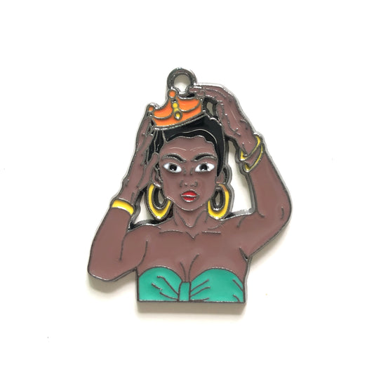 10pcs/lot Afro Black Queen Charms Enamel Afro Charms On Sale Charms Beads Beyond