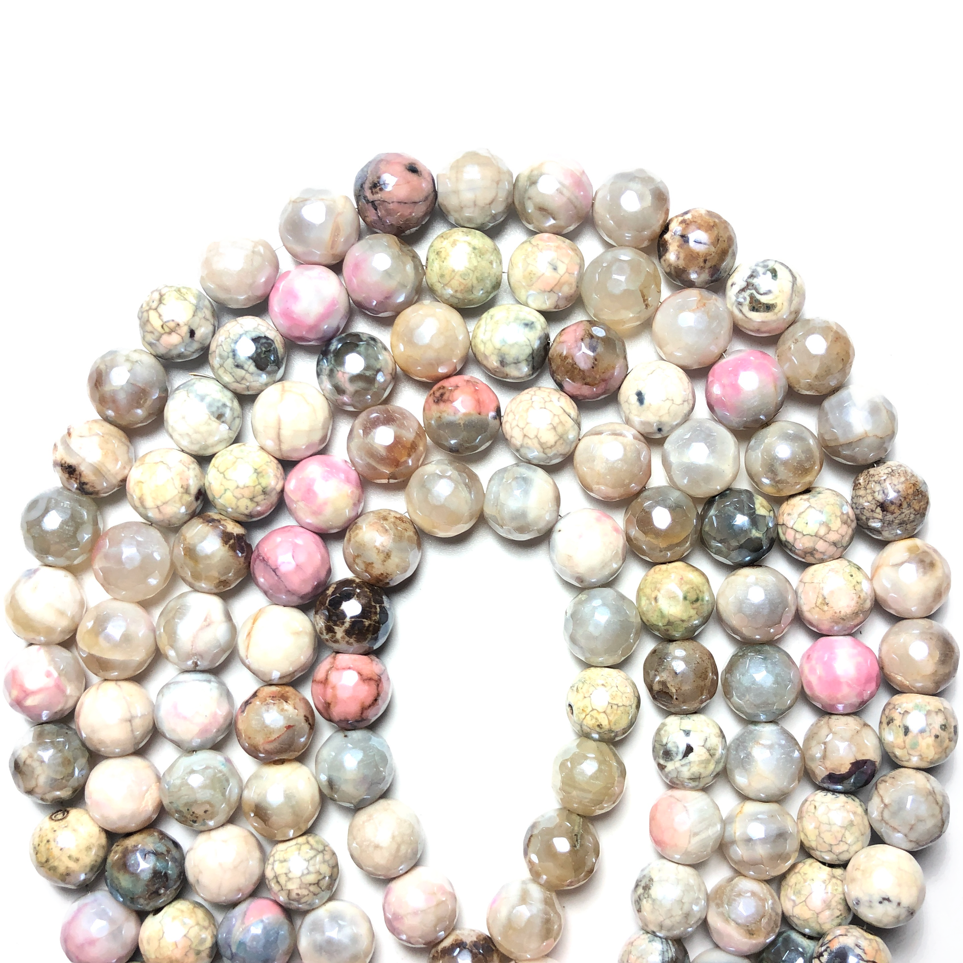 2 Strands/lot 10mm Electroplated White Pink Fire Agate Faceted Stone Beads Electroplated Beads Electroplated Faceted Agate Beads New Beads Arrivals Charms Beads Beyond