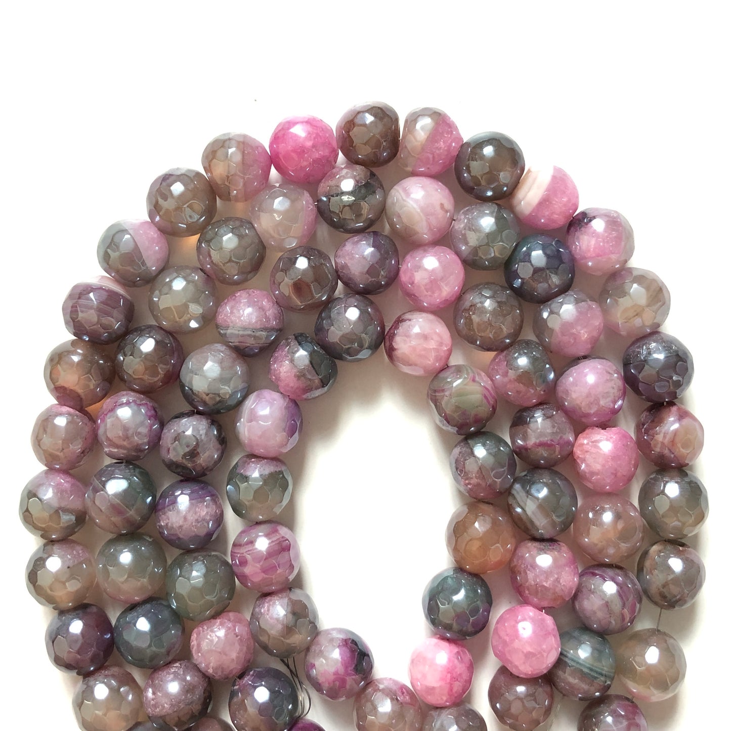 2 Strands/lot 10mm Pink Gray Electroplated Faceted Agate Stone Beads Electroplated Beads Electroplated Faceted Agate Beads New Beads Arrivals Charms Beads Beyond