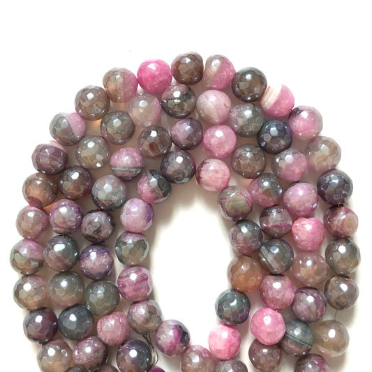 2 Strands/lot 10mm Pink Gray Electroplated Faceted Agate Stone Beads Electroplated Beads Electroplated Faceted Agate Beads New Beads Arrivals Charms Beads Beyond