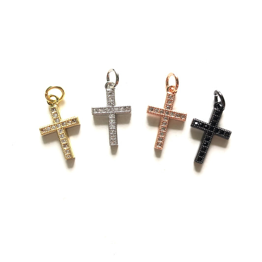 10pcs/lot 14.3*10mm CZ Paved Cross Charms Mix Color CZ Paved Charms Crosses Small Sizes Charms Beads Beyond