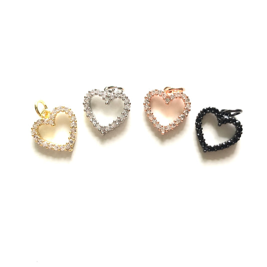 10pcs/lot 11*12mm CZ Paved Heart Charms Mix Color CZ Paved Charms Hearts Small Sizes Charms Beads Beyond