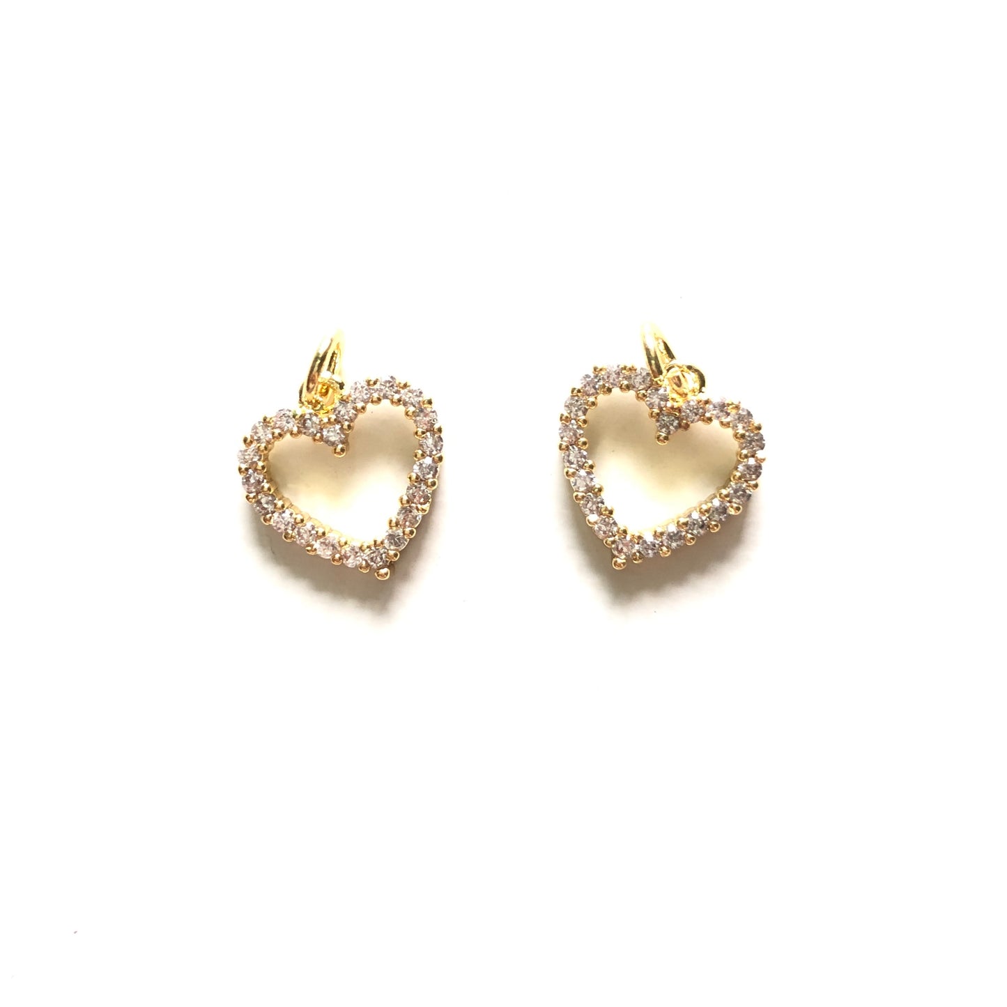 10pcs/lot 11*12mm CZ Paved Heart Charms Gold CZ Paved Charms Hearts Small Sizes Charms Beads Beyond