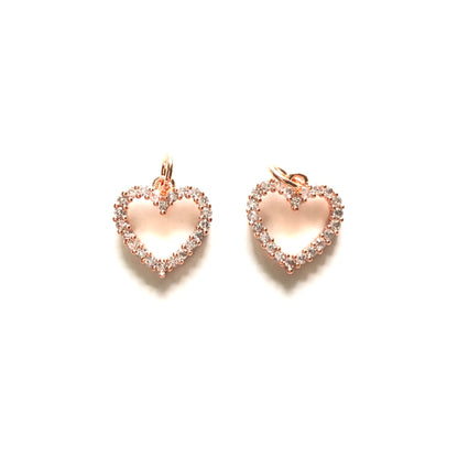 10pcs/lot 11*12mm CZ Paved Heart Charms Rose Gold CZ Paved Charms Hearts Small Sizes Charms Beads Beyond