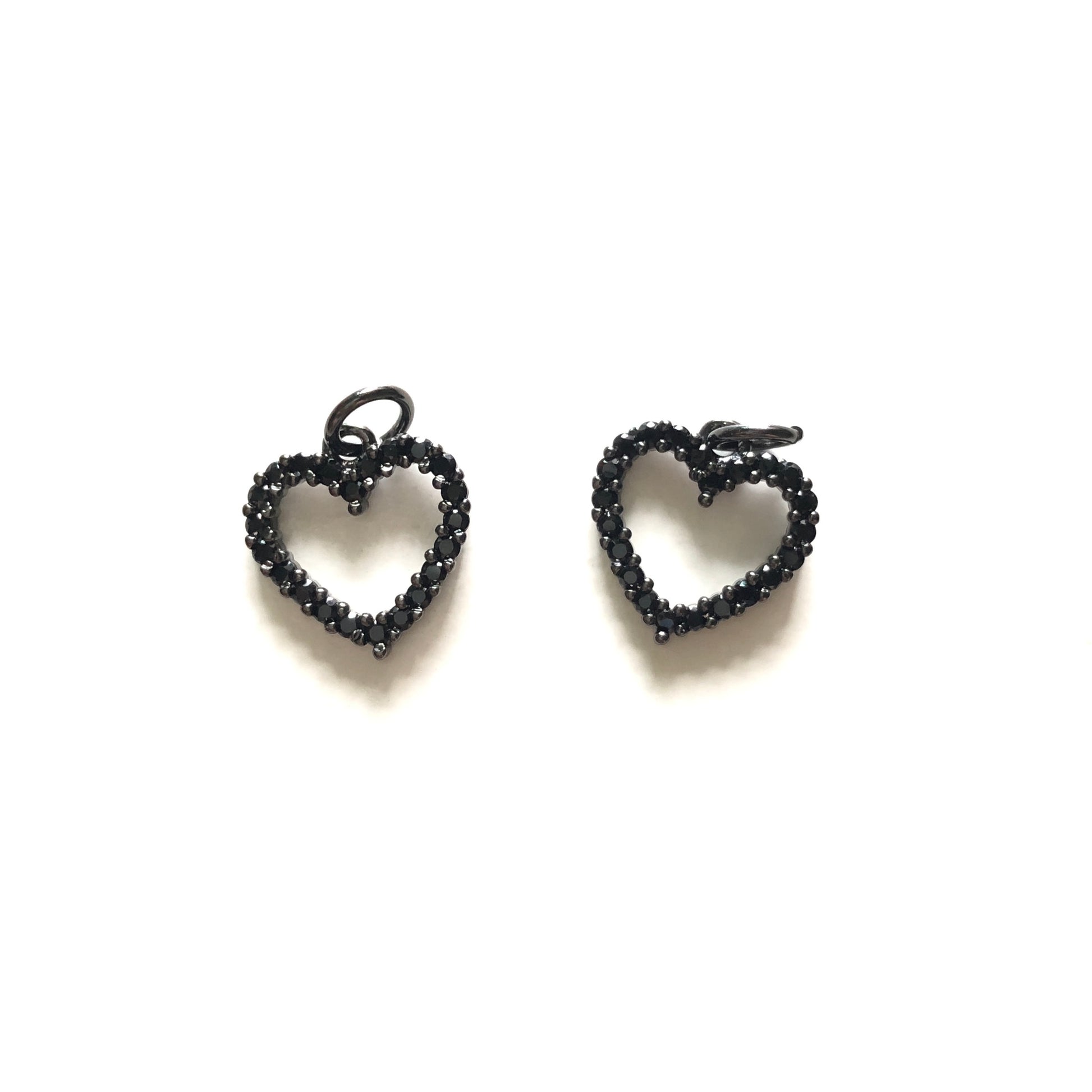 10pcs/lot 11*12mm CZ Paved Heart Charms Black CZ Paved Charms Hearts Small Sizes Charms Beads Beyond