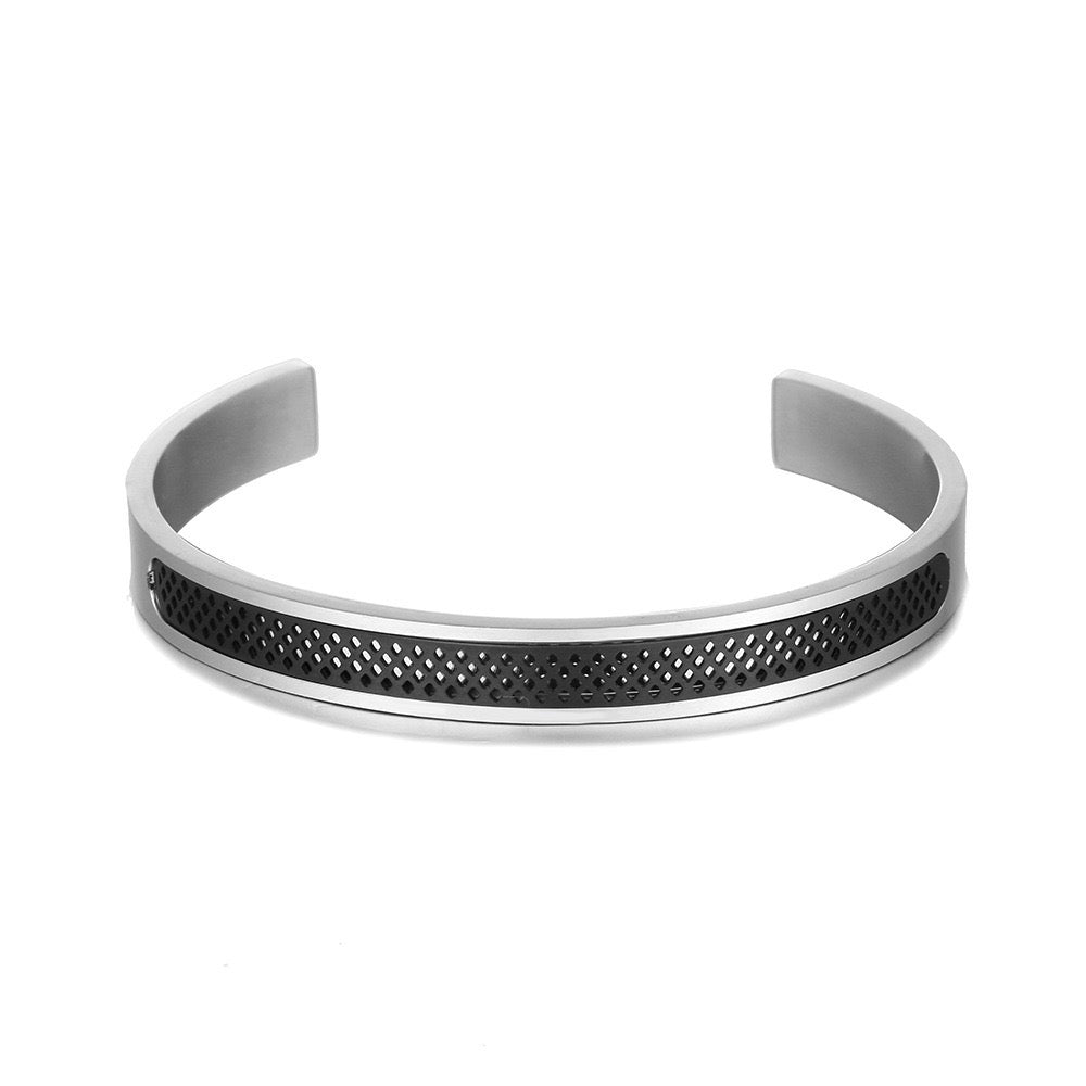 5pcs/lot Stainless Steel Hollow Open Bangle for Men Black Silver Men Bracelets Charms Beads Beyond