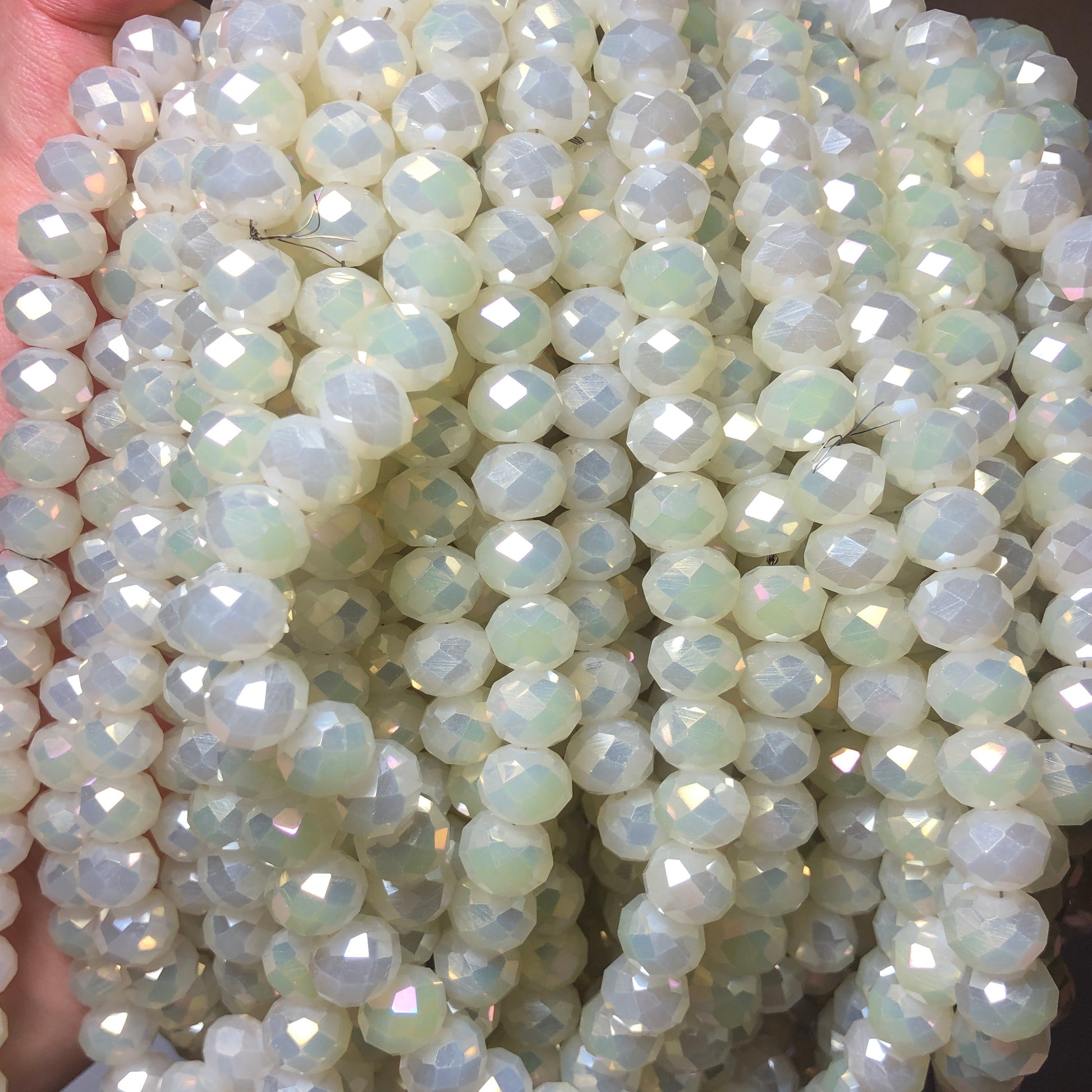 2 Strands/lot 10mm Light Yellow AB Faceted Glass Beads Glass Beads Faceted Glass Beads Charms Beads Beyond