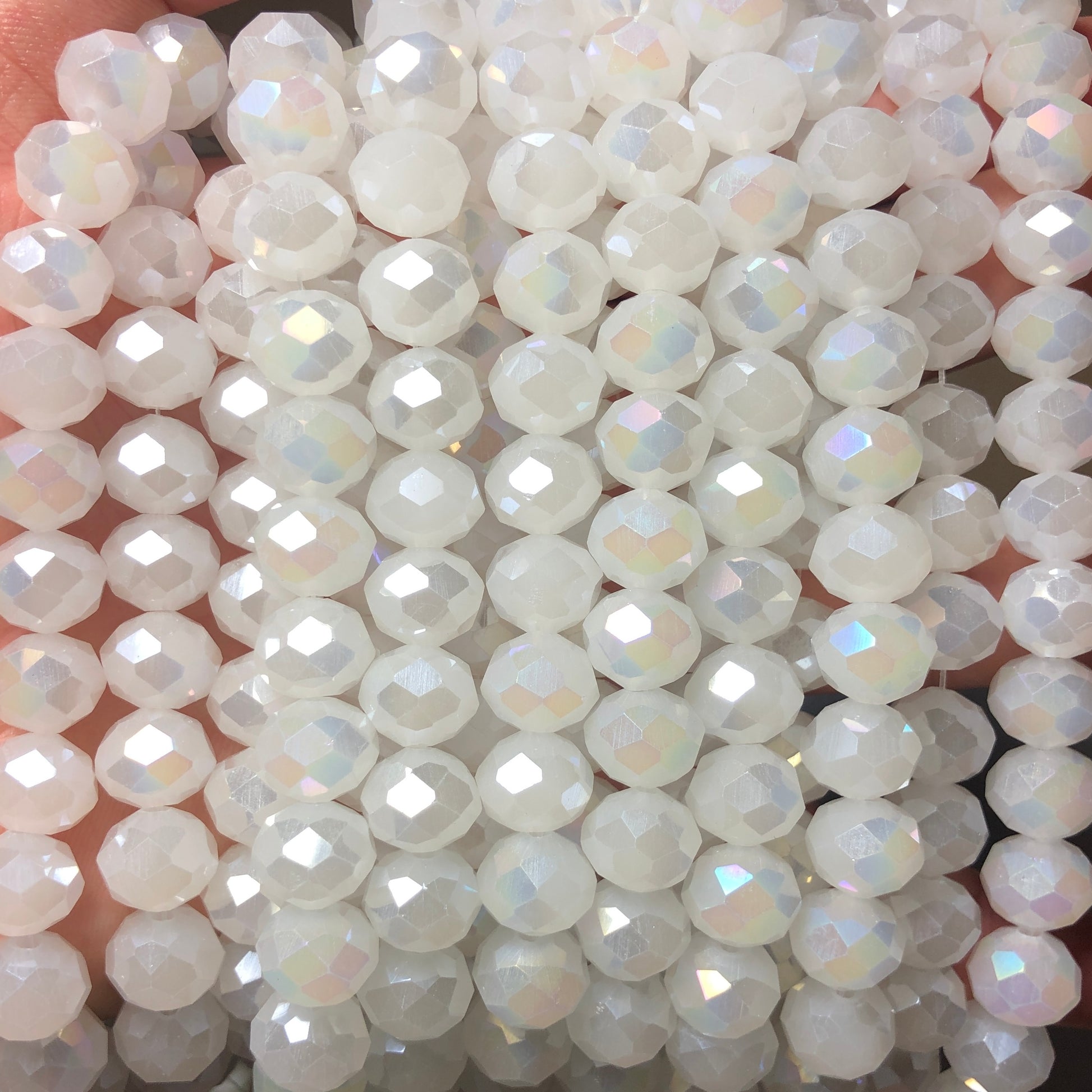 2 Strands/lot 10mm White AB Faceted Glass Beads Glass Beads Faceted Glass Beads Charms Beads Beyond
