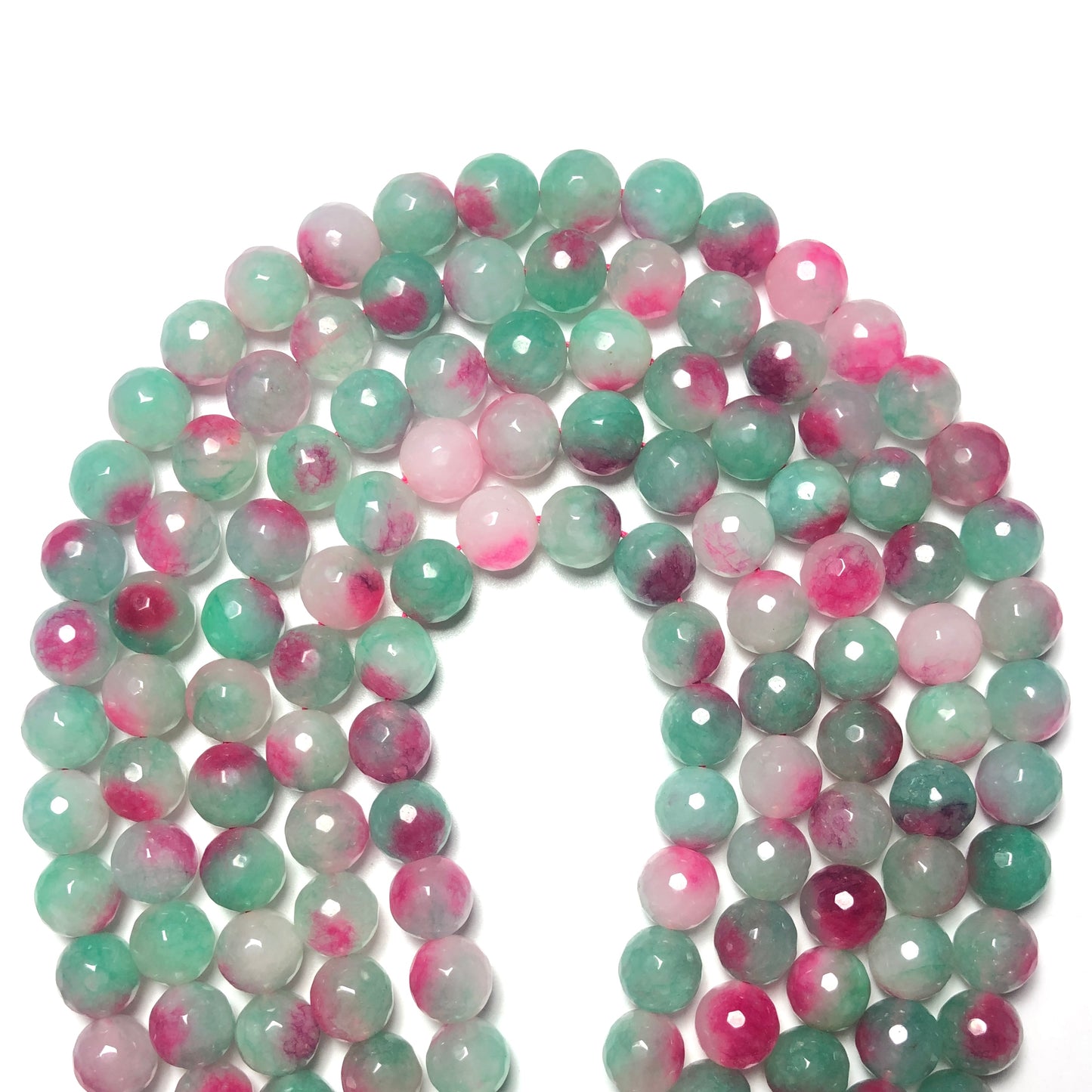 2 Strands/lot 10mm Pink Green Faceted Jade Stone Beads Stone Beads Faceted Jade Beads New Beads Arrivals Charms Beads Beyond