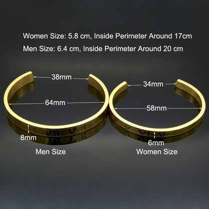 5pcs/lot Roman Numeral Stainless Steel Open Bangle for Women & Men Women & Men Bracelets Charms Beads Beyond
