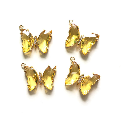10pcs/lot 20*18mm Colorful Crystal Butterfly Charms Yellow CZ Paved Charms Butterflies Charms Beads Beyond